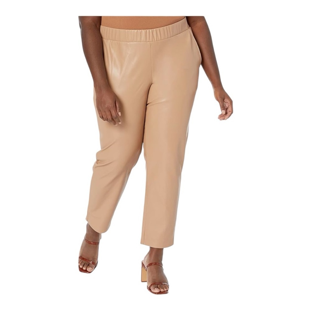 The Drop Vegan Leather Tan Pull-on Stretch Waist Pants Size 2X